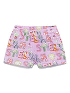 Shorts con stampa grafica per bambina Stella McCartney Kids viola con fodera integrale - Rubino Kids