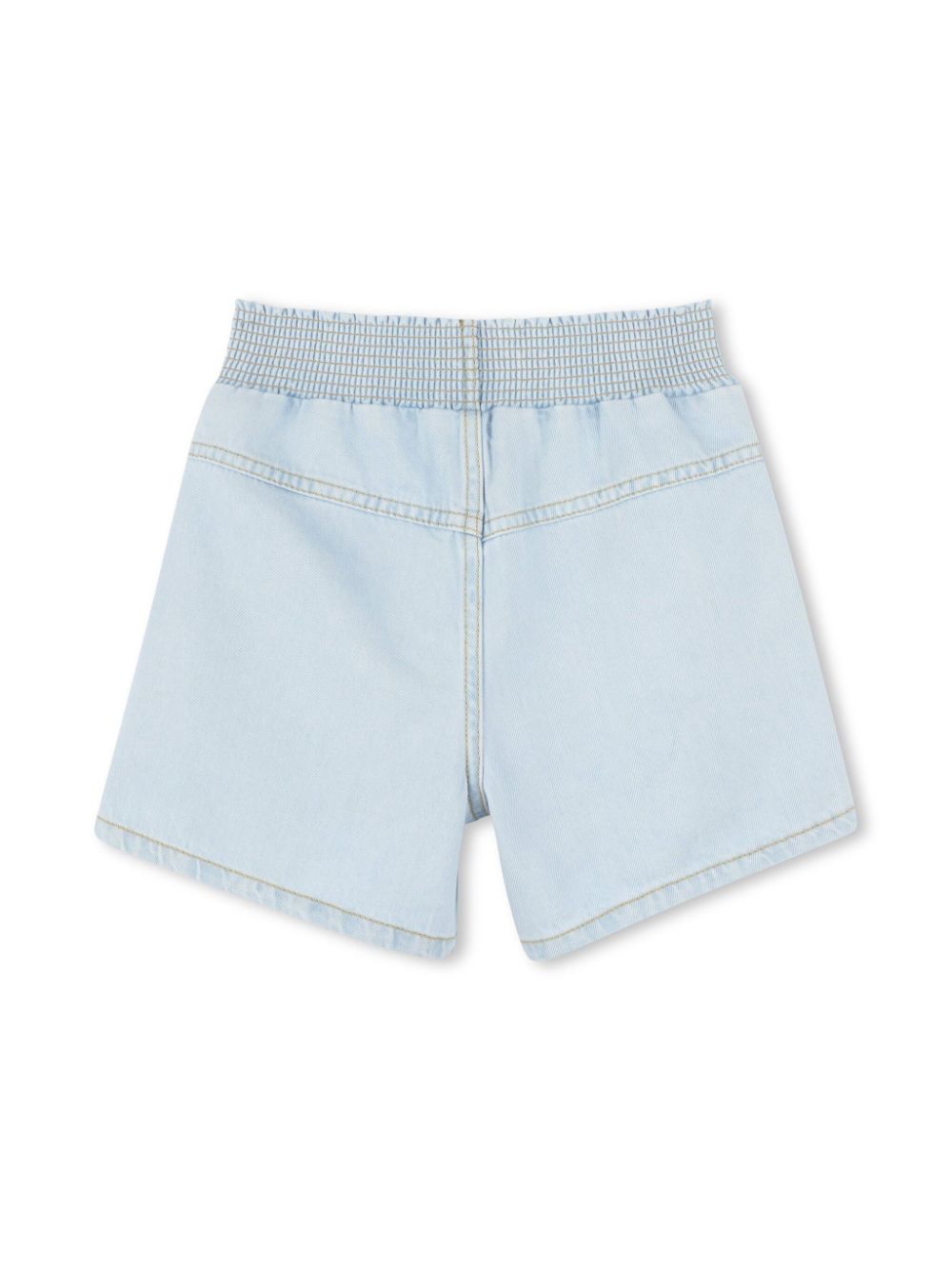 Shorts denim con applicazione per bambina Kenzo Kids azzurro con design bicolore - Rubino Kids