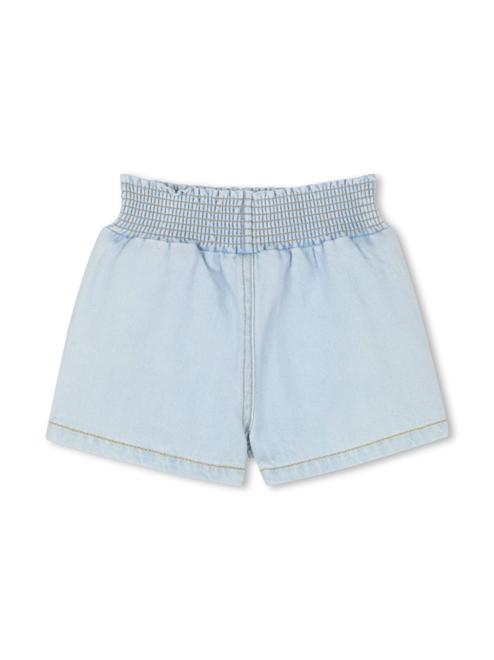 Shorts denim con applicazione per neonato Kenzo Kids azzurro con cuciture a contrasto - Rubino Kids