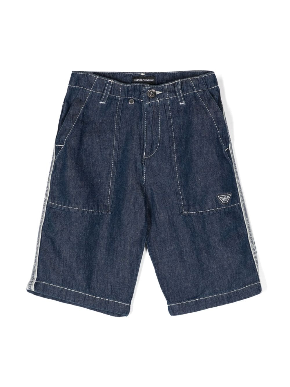 Shorts denim con banda logo - Rubino Kids