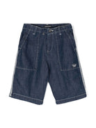 Shorts denim con banda logo - Rubino Kids