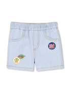 Shorts denim con logo per neonato Kenzo Kids azzurro con vita elasticizzata - Rubino Kids