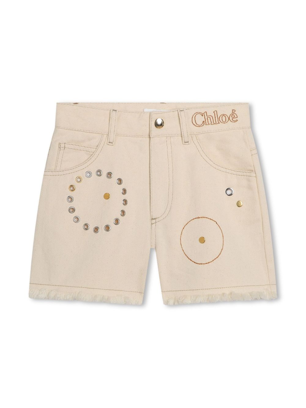 Shorts denim con occhielli - Rubino Kids