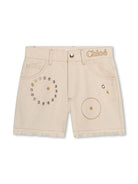 Shorts denim con occhielli - Rubino Kids