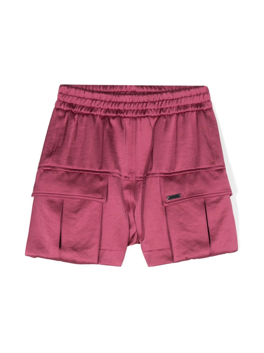 Shorts dritti per bambina Monnalisa rosa con placca con logo - Rubino Kids