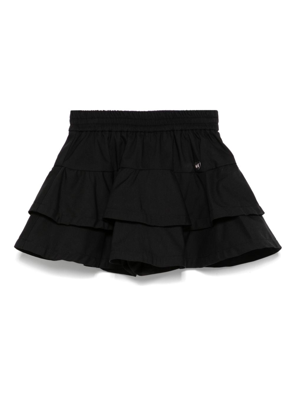 Shorts effetto gonna con balze per bambina Monnalisa nero con ciondolo a forma di cuore - Rubino Kids