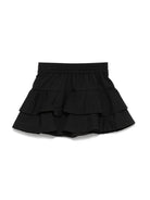 Shorts effetto gonna con balze per bambina Monnalisa nero con ciondolo a forma di cuore - Rubino Kids