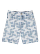 Shorts in denim con motivo a quadri - Rubino Kids