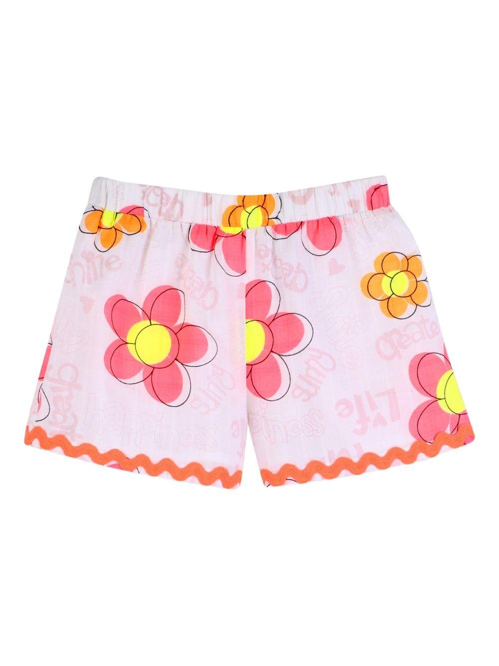 Shorts per bambina Billieblush rosa con stampa a fiori - Rubino Kids