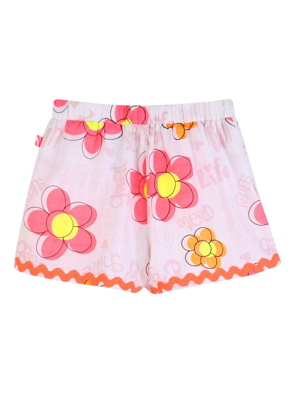 Shorts per bambina Billieblush rosa con stampa a fiori - Rubino Kids