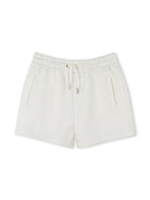 Shorts per bambina Chloé Kids bianco in cotone biologico e logo sul retro - Rubino Kids