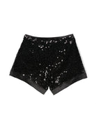 Shorts per bambina Donduo kids nero con paillettes e bordi a contrasto - Rubino Kids