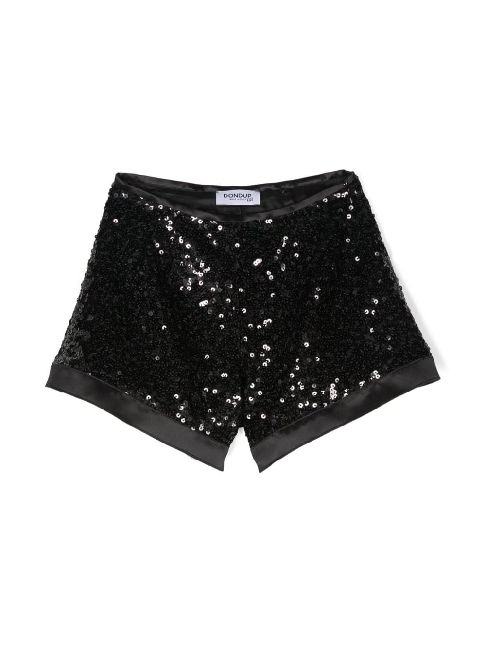 Shorts per bambina Donduo kids nero con paillettes e bordi a contrasto - Rubino Kids