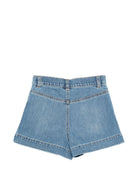 Shorts per bambina Elisabetta Franchi La Mia Bambina in denim con logo - Rubino Kids