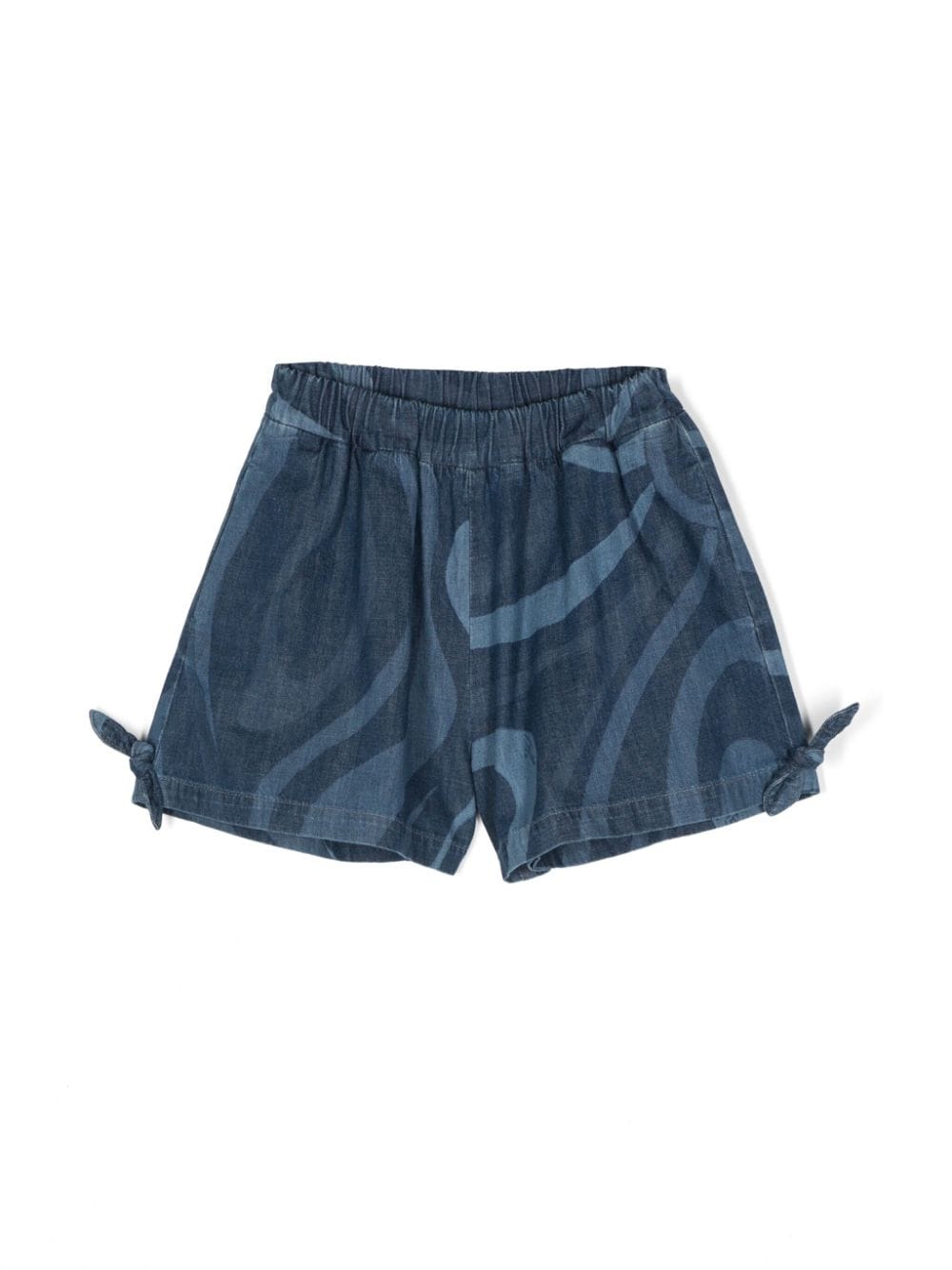 Shorts per bambina Emilio Pucci Junior in denim con stampa Marmo - Rubino Kids