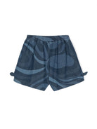 Shorts per bambina Emilio Pucci Junior in denim con stampa Marmo - Rubino Kids