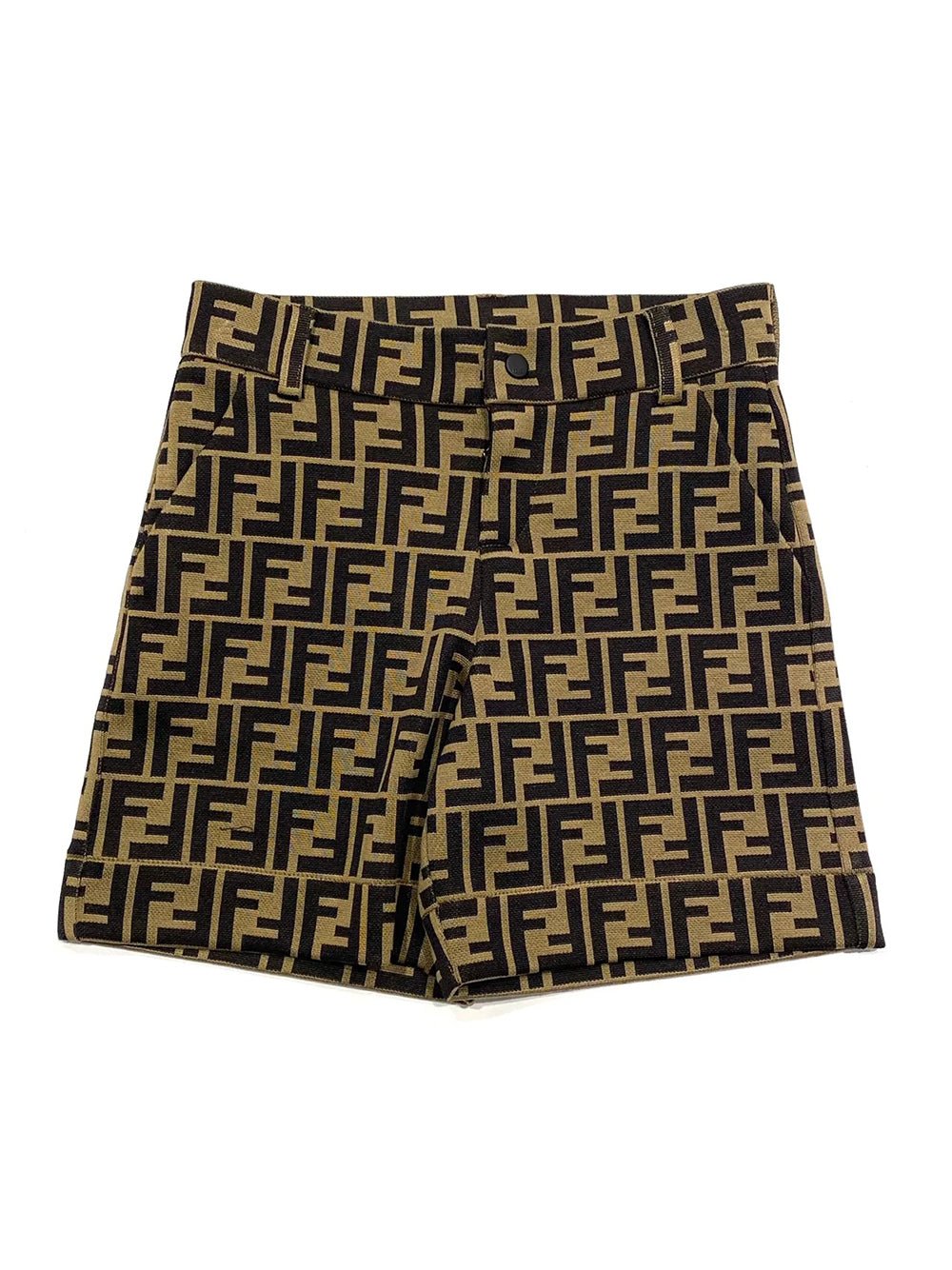 Shorts per bambina Fendi Kids marrone con monogramma FF - Rubino Kids