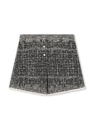 Shorts per bambina Givenchy Kids nero con ricamo 4G all - over - Rubino Kids