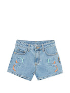 Shorts per bambina Just Cavalli Kids denim con dettagli ricamati sul davanti - Rubino Kids