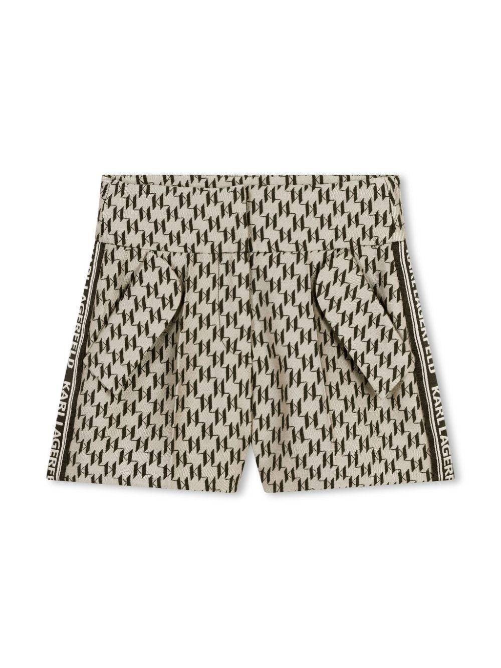 Shorts per bambina Karl Lagerfeld Kids beige con motivo monogramma jacquard - Rubino Kids