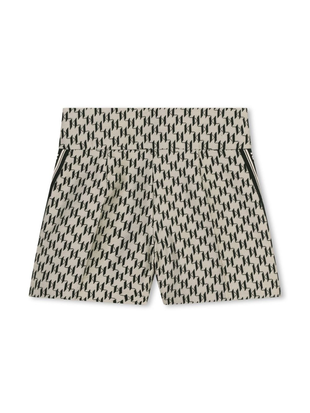 Shorts per bambina Karl Lagerfeld Kids beige con motivo monogramma jacquard - Rubino Kids