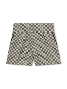 Shorts per bambina Karl Lagerfeld Kids beige con motivo monogramma jacquard - Rubino Kids