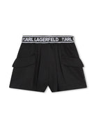 Shorts per bambina Karl Lagerfeld Kids nero con banda logo - Rubino Kids