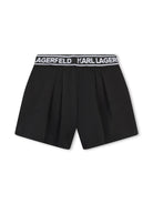 Shorts per bambina Karl Lagerfeld Kids nero con banda logo - Rubino Kids