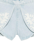 Shorts per bambina Louise Misha denim con ricamo floreale - Rubino Kids