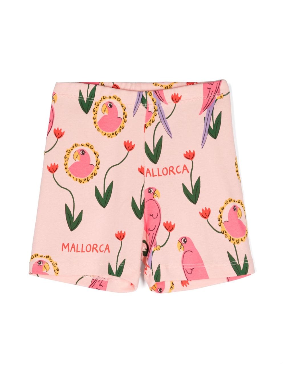 Shorts per bambina Mini Rodini rosa con stampa Parrots - Rubino Kids