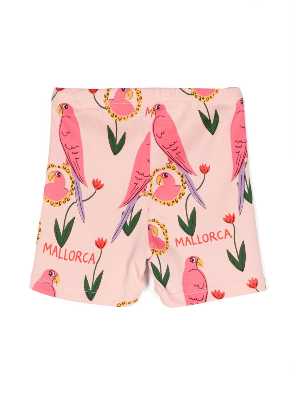 Shorts per bambina Mini Rodini rosa con stampa Parrots - Rubino Kids