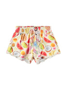 Shorts per bambina Molo Nicci beige con stampa grafica frutta all - over - Rubino Kids