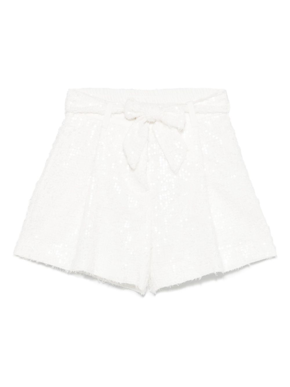 Shorts per bambina Monnalisa bianco con paillettes con cintura in vita regolabile e rimovibile - Rubino Kids