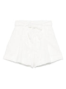 Shorts per bambina Monnalisa bianco con paillettes con cintura in vita regolabile e rimovibile - Rubino Kids