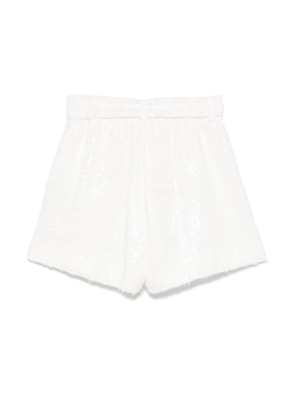 Shorts per bambina Monnalisa bianco con paillettes con cintura in vita regolabile e rimovibile - Rubino Kids