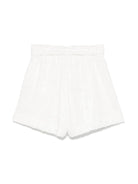 Shorts per bambina Monnalisa bianco con paillettes con cintura in vita regolabile e rimovibile - Rubino Kids