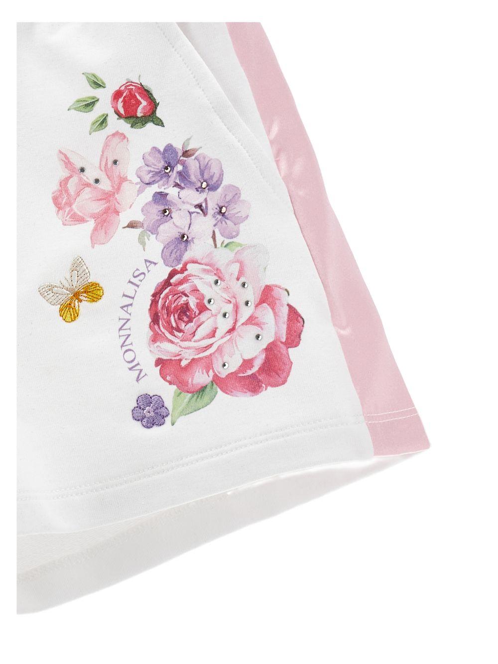 Shorts per bambina Monnalisa bianco con stampa a fiori - Rubino Kids
