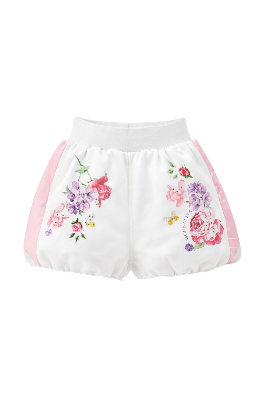Shorts per bambina Monnalisa bianco con stampa a fiori - Rubino Kids