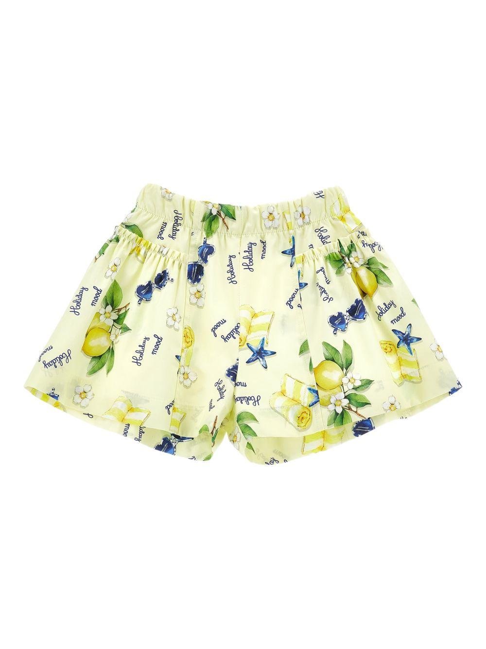 Shorts per bambina Monnalisa Holiday Mood giallo con stampa - Rubino Kids