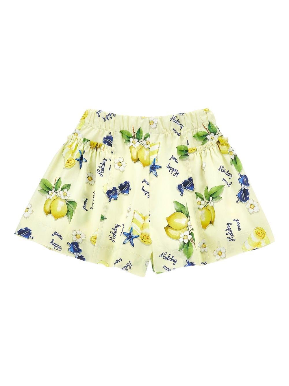 Shorts per bambina Monnalisa Holiday Mood giallo con stampa - Rubino Kids