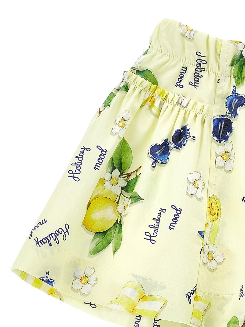 Shorts per bambina Monnalisa Holiday Mood giallo con stampa - Rubino Kids