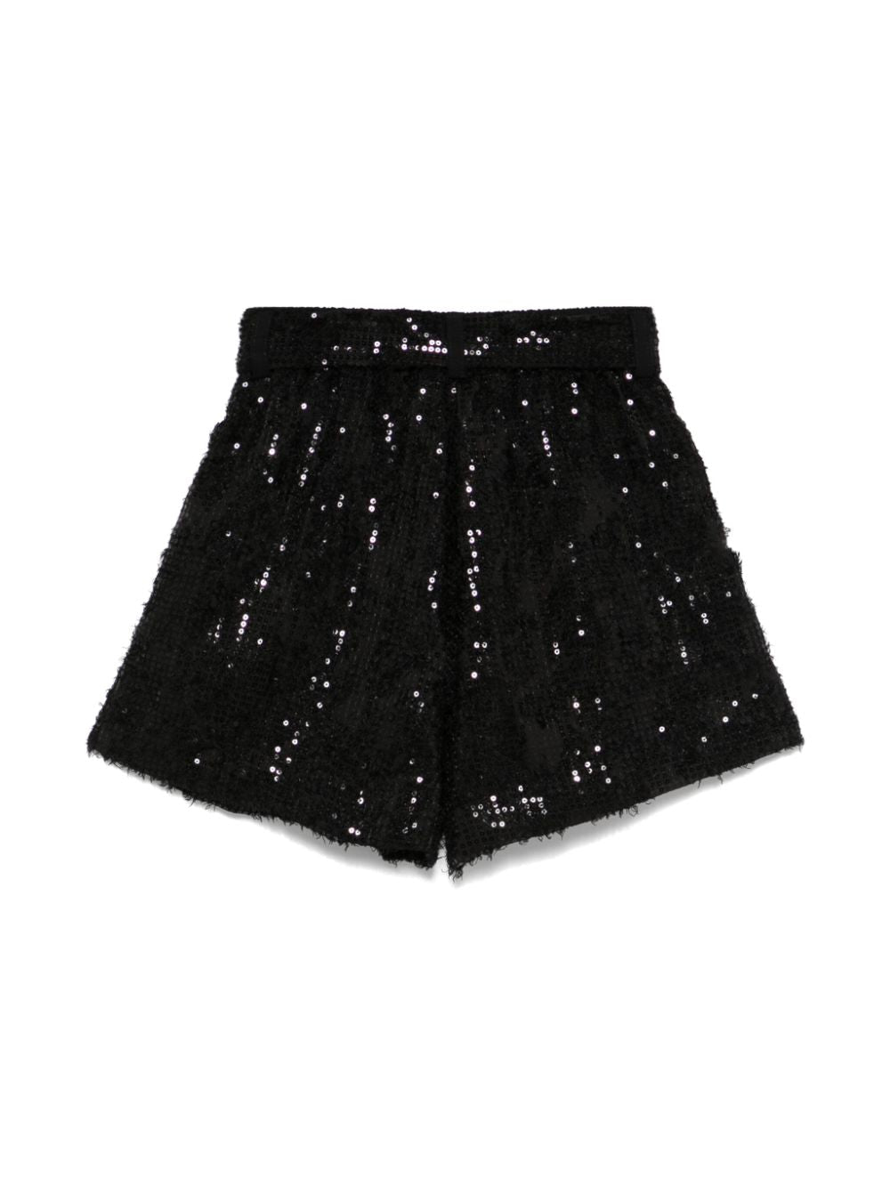 Shorts per bambina Monnalisa nero con paillettes con cintura in vita regolabile e rimovibile - Rubino Kids