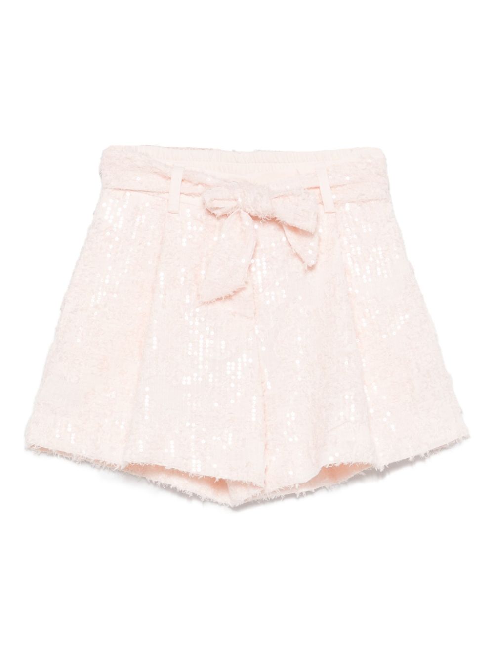 Shorts per bambina Monnalisa rosa con paillettes con cintura in vita regolabile e rimovibile - Rubino Kids