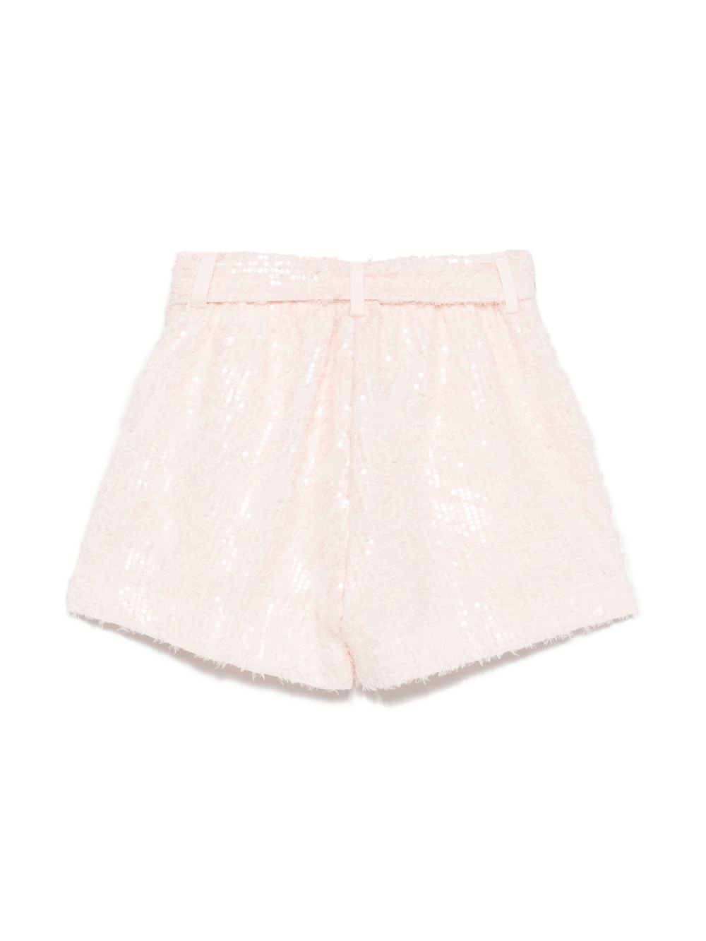 Shorts per bambina Monnalisa rosa con paillettes con cintura in vita regolabile e rimovibile - Rubino Kids