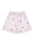 Shorts per bambina Monnalisa rosa e bianco a quadretti - Rubino Kids