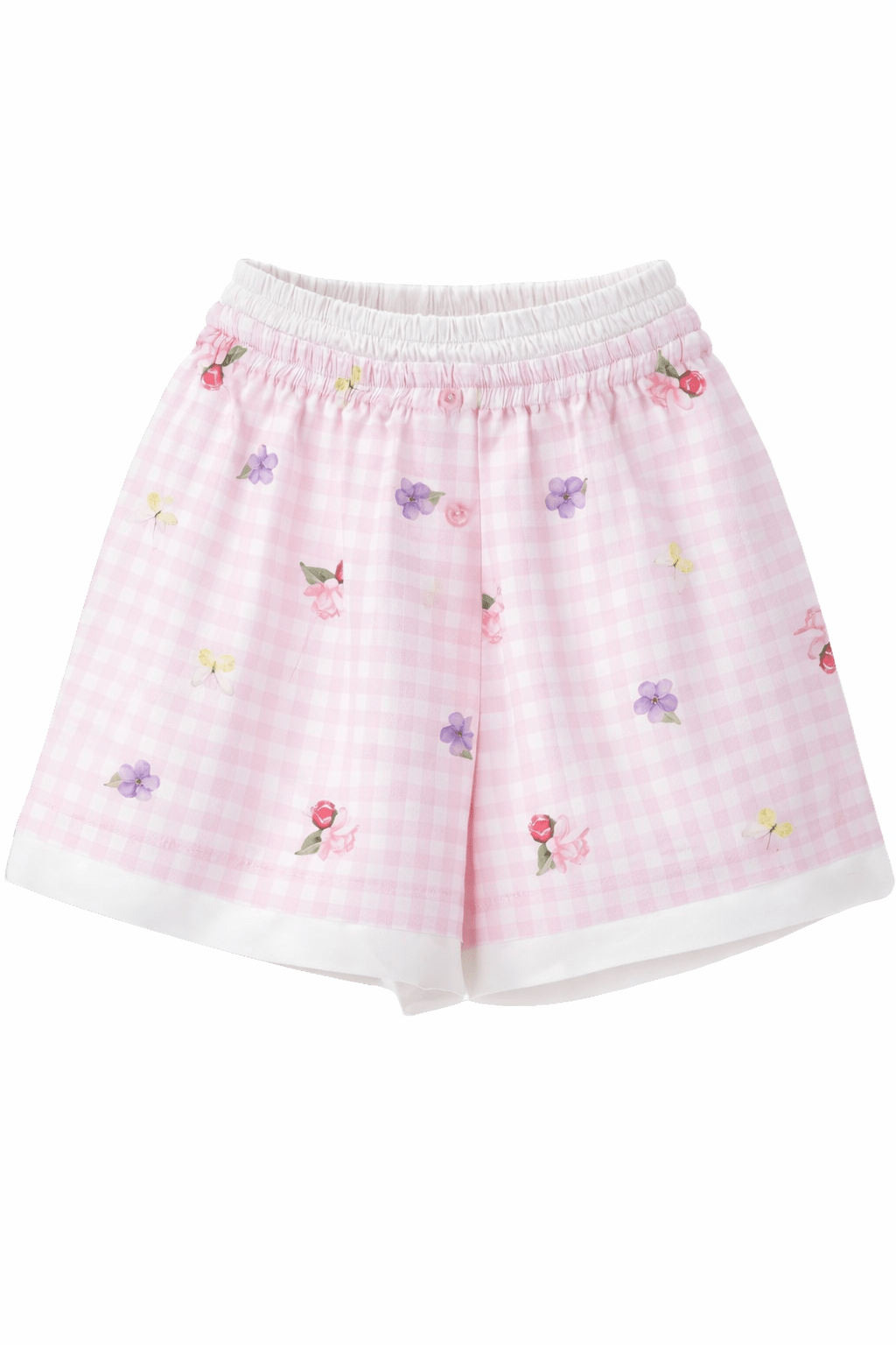 Shorts per bambina Monnalisa rosa e bianco a quadretti - Rubino Kids