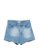 Shorts per bambina Moschino Kids azzurro con vita elasticizzata - Rubino Kids