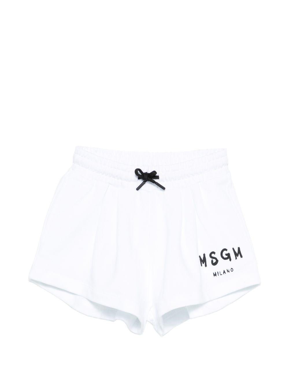 Shorts per bambina MSGM Kids bianchi con dettagli a contrasto - Rubino Kids