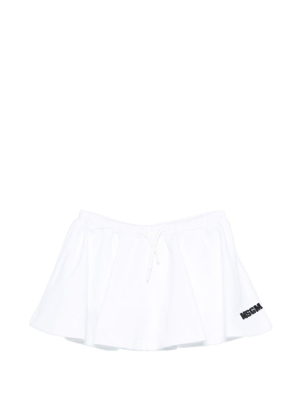 Shorts per bambina MSGM Kids bianchi con logo sul davanti - Rubino Kids