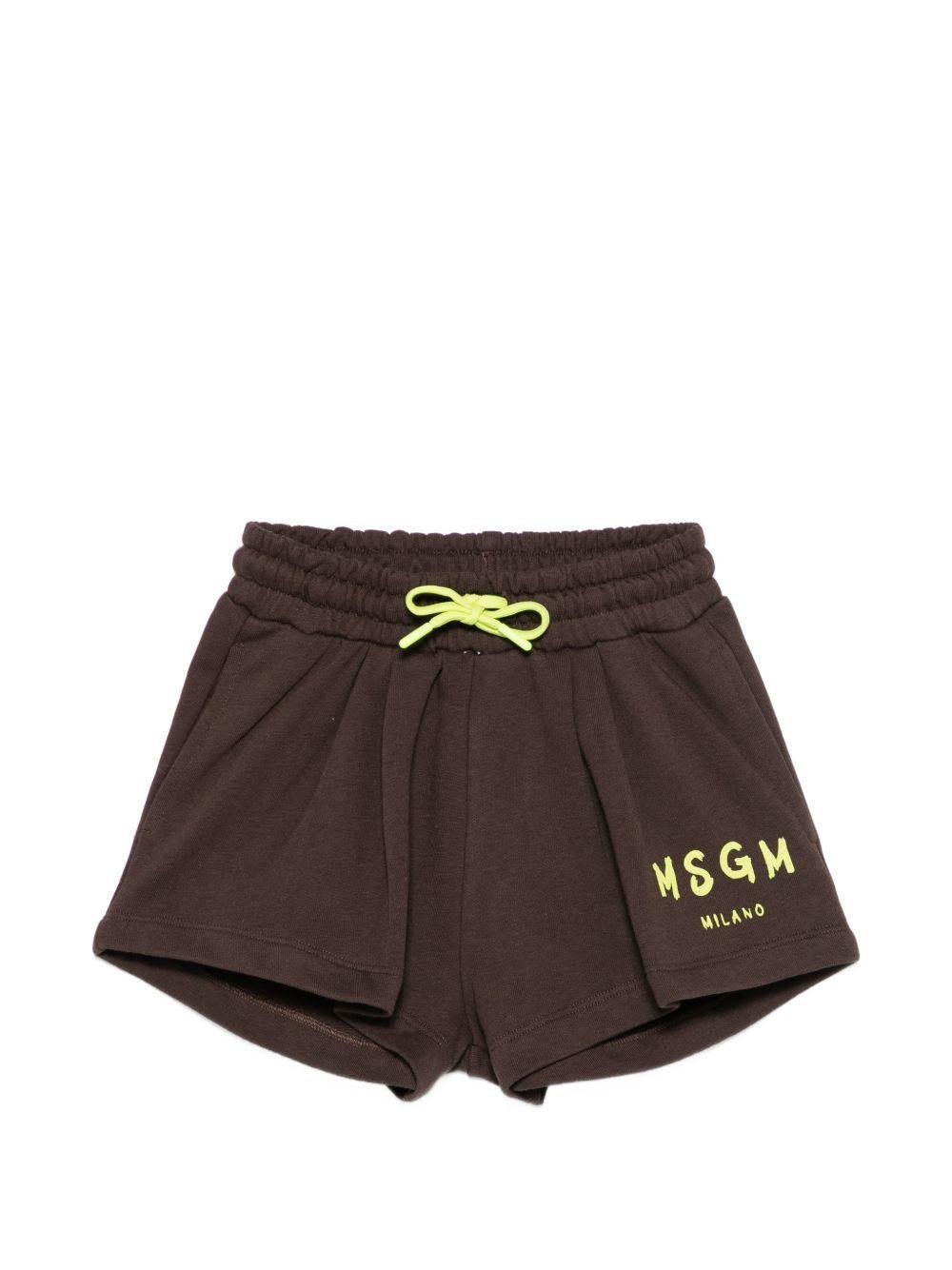 Shorts per bambina MSGM Kids marroni con coulisse - Rubino Kids